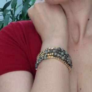 Pack de 4 pulseras Gris/Dorado